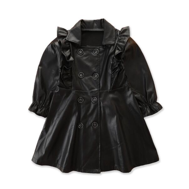 5pcs/lot Coat Toddler Girls outwear Children tench black ruffles Clothes Faux Leather 3-8T sylvia Kids Clothing
5pcs/lot Coat Toddler Girls outwear Children tench black ruffles Clothes Faux Leather 3-8T sylvia Kids Clothing