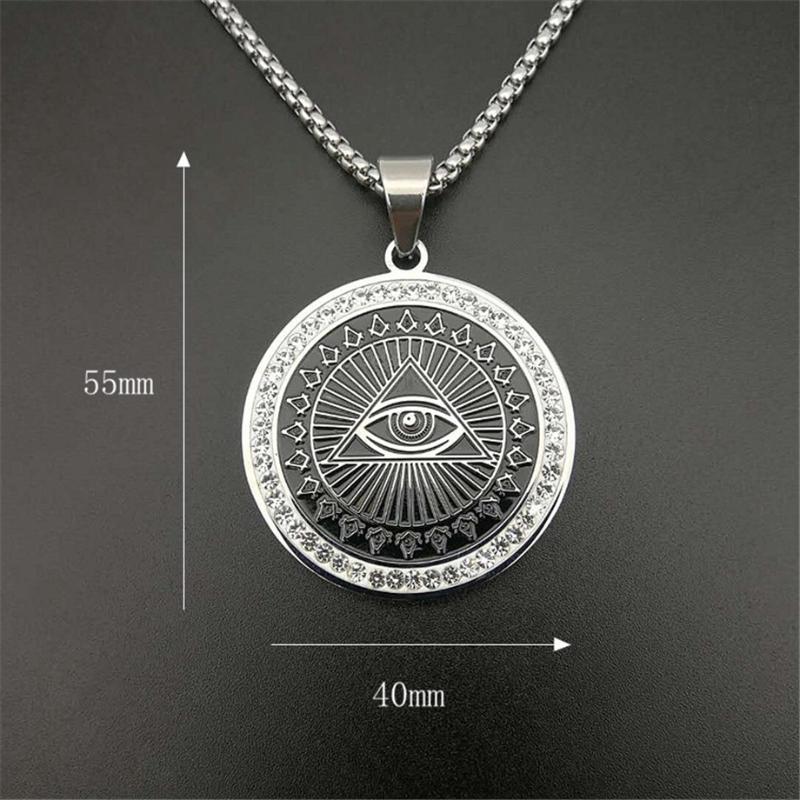 Pendant Necklaces Drop Hip Hop Stainless Steel All Seeing Eye Of Providence Pendants For WomenMen Iced Out Masonic Jewelry