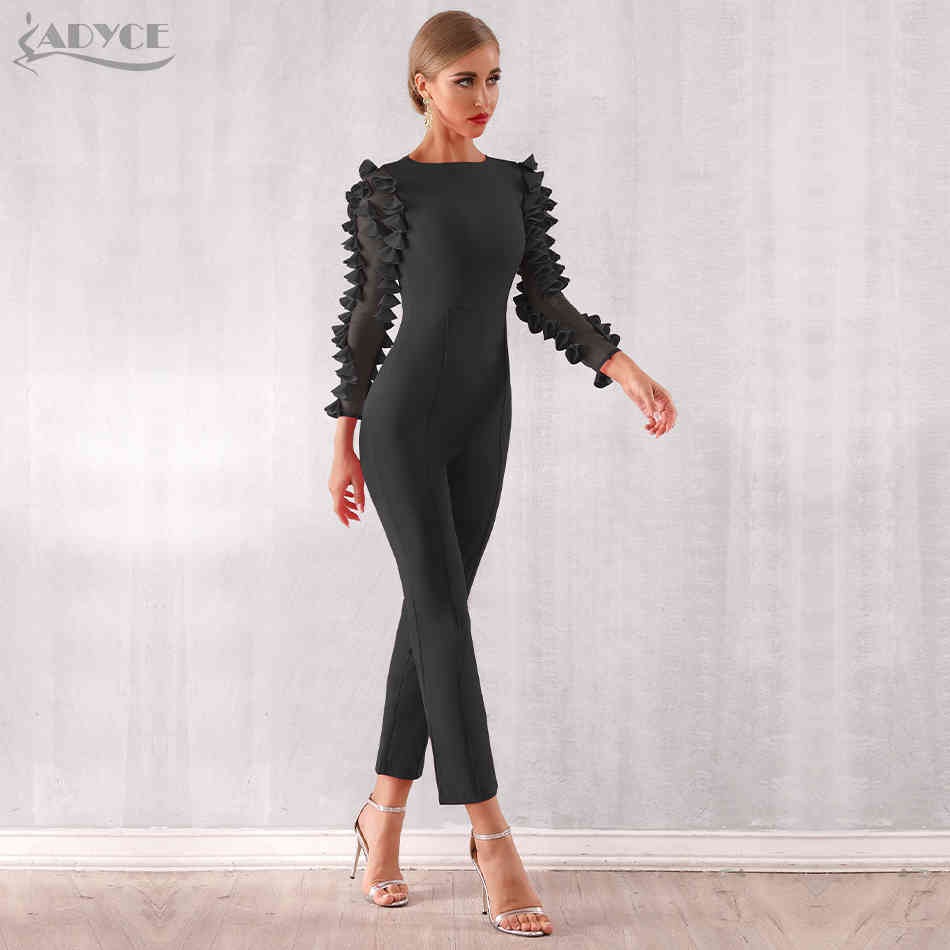 Celebrity Runway Jumpsuits For Women Summer Sexy Rose Red Lace Hollow Out Long Jumpsuit Bodycon Club 210423