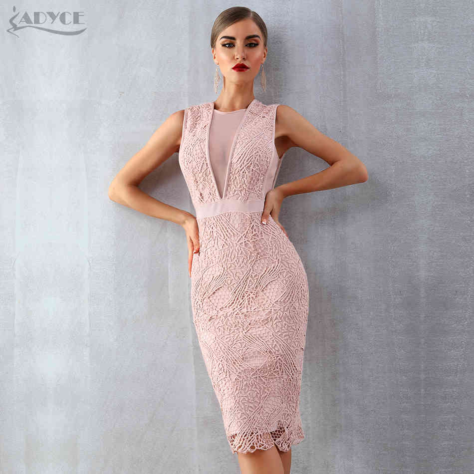 Summer Women Bandage Dress Vestidos Tank Sexy Lace Mesh Sleeveless Bodycon Clubwears Celebrity Runway Party 210423