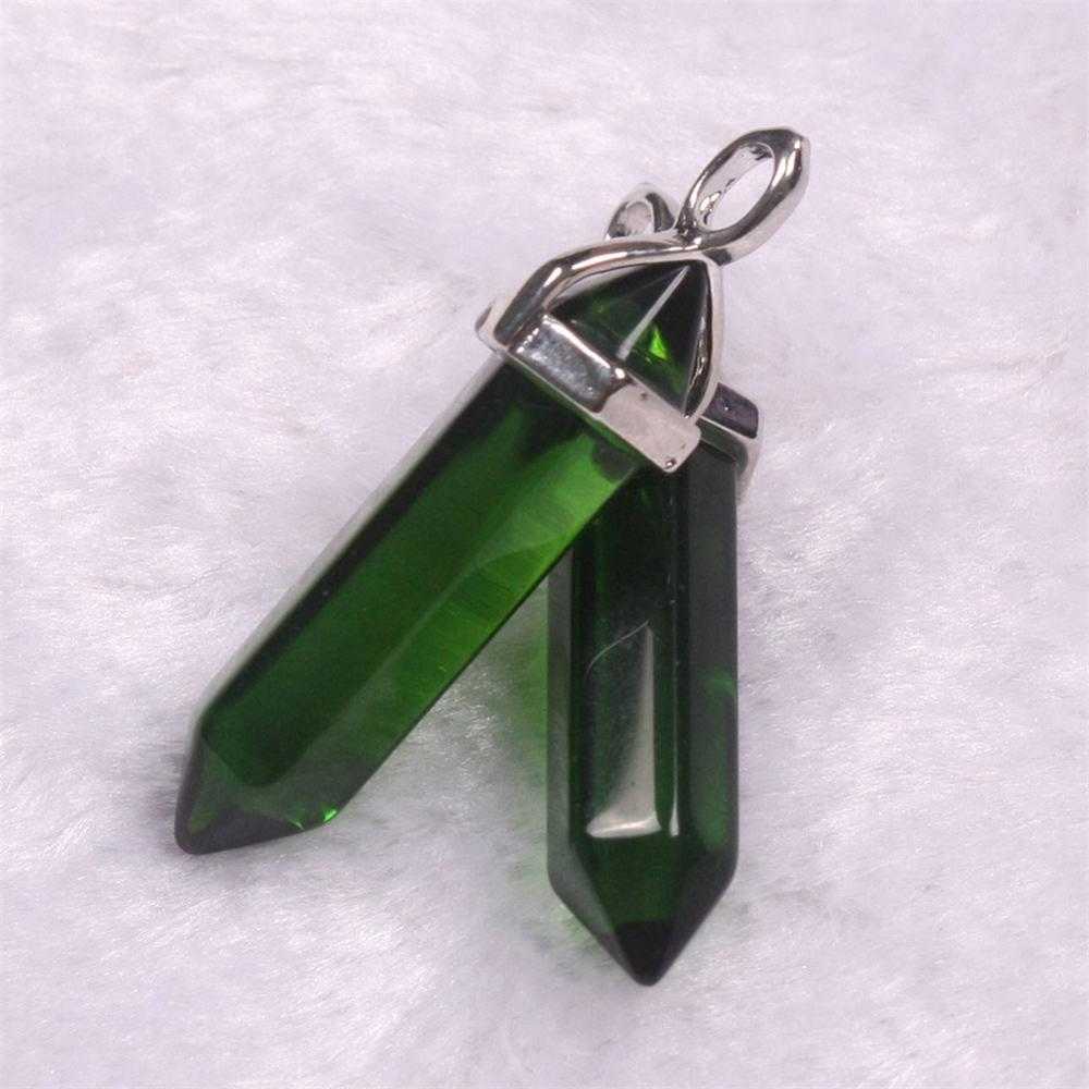 24pcs/lot Healing Point Chakra Pendants Hexagonal Quartz Crystals Bullet Shape Stone DIY Pendulum Beads For Jewelry Making Free 211012