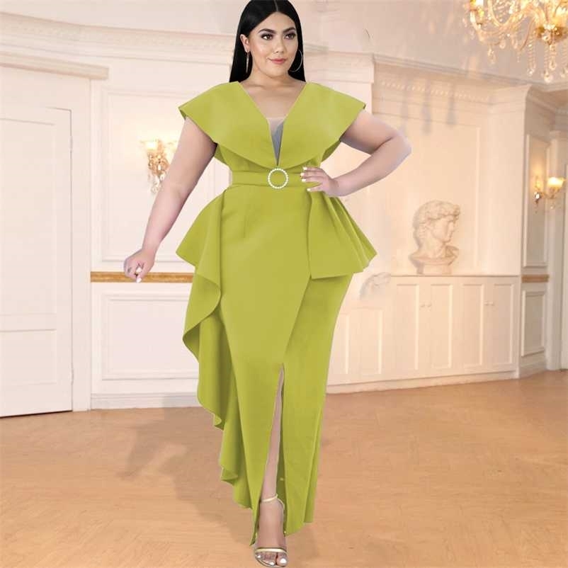 Sexy V Neck Purple Dresses Plus Size Ruffles Slit Ankle Length Birthday Evening Cocktail Event Gown Dress 3XL Autumn Fashion 211106, Green
Sexy V Neck Purple Dresses Plus Size Ruffles Slit Ankle Length Birthday Evening Cocktail Event Gown Dress 3XL Autumn Fashion 211106, Green