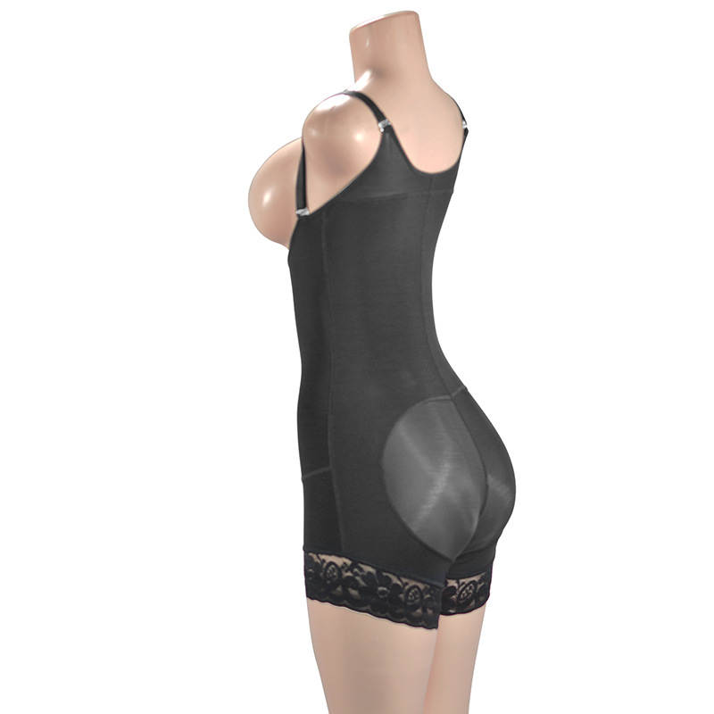 Women Tummy Control Butt Lifter Body Shaper with Lace Hem Fajas Reductoras Colombianas High Compression Shapewear 4-Row Hooks