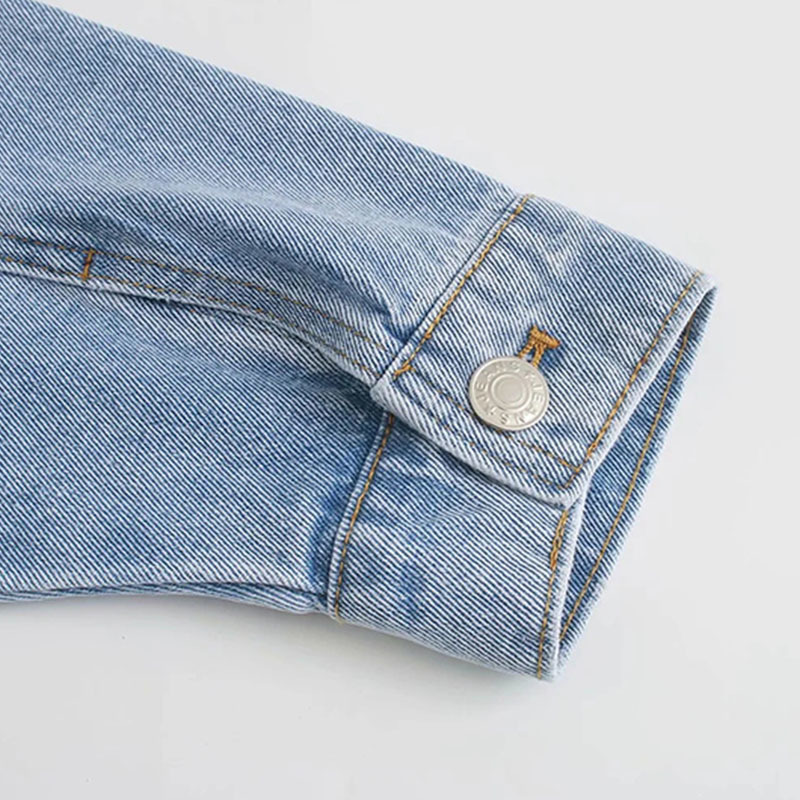 Fashion Blue Denim Jacket Women Streetwear Cotton Long Sleeve Pockets Coat Turn Down Collar Loose Casual Jeans Jackets 210414