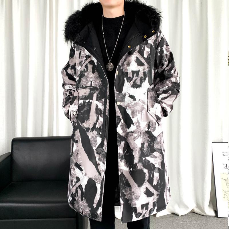 Men's Trench Coats Casual Thicken Winter Coat 2021 Fur Collar Printed Fashion Windbreaker High Street Overcoat Homme Cardigan Jacket, As picture
Men's Trench Coats Casual Thicken Winter Coat 2021 Fur Collar Printed Fashion Windbreaker High Street Overcoat Homme Cardigan Jacket, As picture