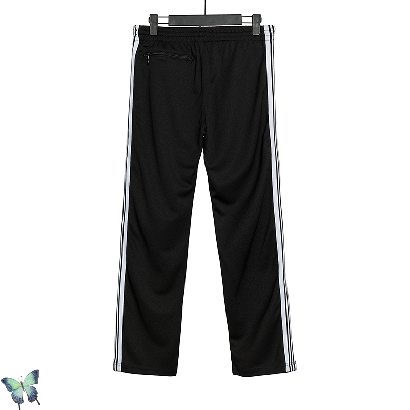 AWGE Butterfly Embroidery Sweatpants Men Women High Quality Loose Cotton Striped Drawstring Zipper Pocket Casual Trousers 210420