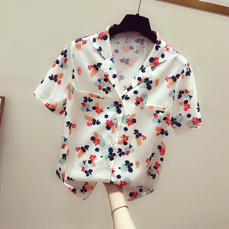 Plus Size S-4XL Chiffon Blouse Women Casual Loose S Sleeve Tops Shirt Cute Kawaii Cat Print Blusas Mujer 210519