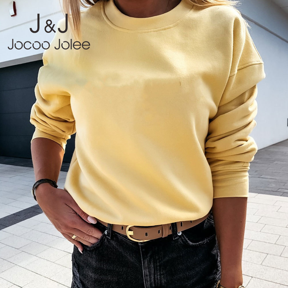 Jocoo Jolee Autumn Long Sleeve Solid Wild Sweatshirts Casual O Neck Loose Hoodies Streetwear Tops Elegant Harajuku Pullover 210518, Yellow
Jocoo Jolee Autumn Long Sleeve Solid Wild Sweatshirts Casual O Neck Loose Hoodies Streetwear Tops Elegant Harajuku Pullover 210518, Yellow