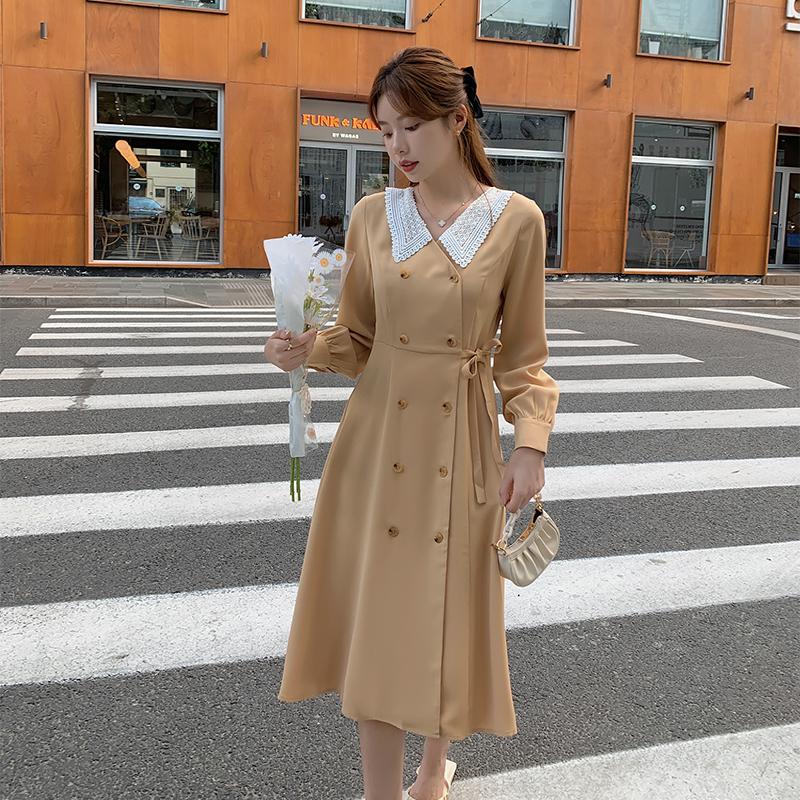 Casual Dresses Autumn Formal Dress Solid Color Stitching Lace Lapel Waist Long Sleeve 2021 Elegant Slim Party, Black
Casual Dresses Autumn Formal Dress Solid Color Stitching Lace Lapel Waist Long Sleeve 2021 Elegant Slim Party, Black