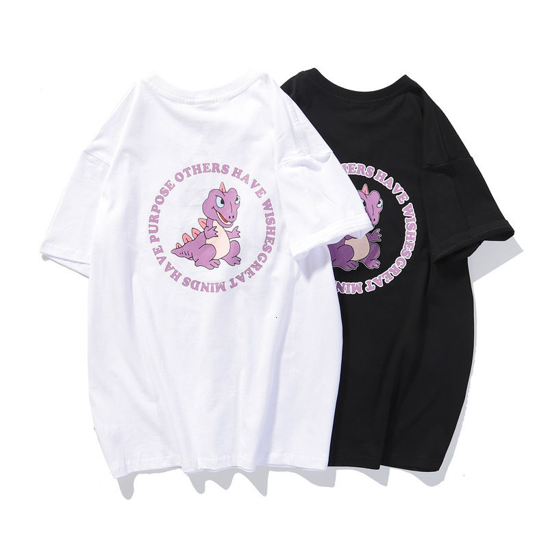 t shirt star net red same clothes cartoon dinosaur short sleeve for men and women, White;black
t shirt star net red same clothes cartoon dinosaur short sleeve for men and women, White;black
