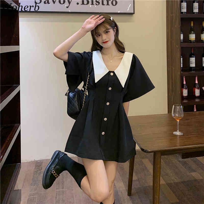 Summer Kawaii Dress Women Vintage Elegant Party Female Japanese Lolita Sweet Short Sleeve 210519