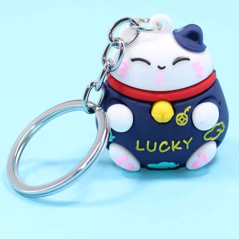 Key Rings China Fengfu Bag Zhaocai Cat Chain Creative Cartoon Pendant Small Gift Couple