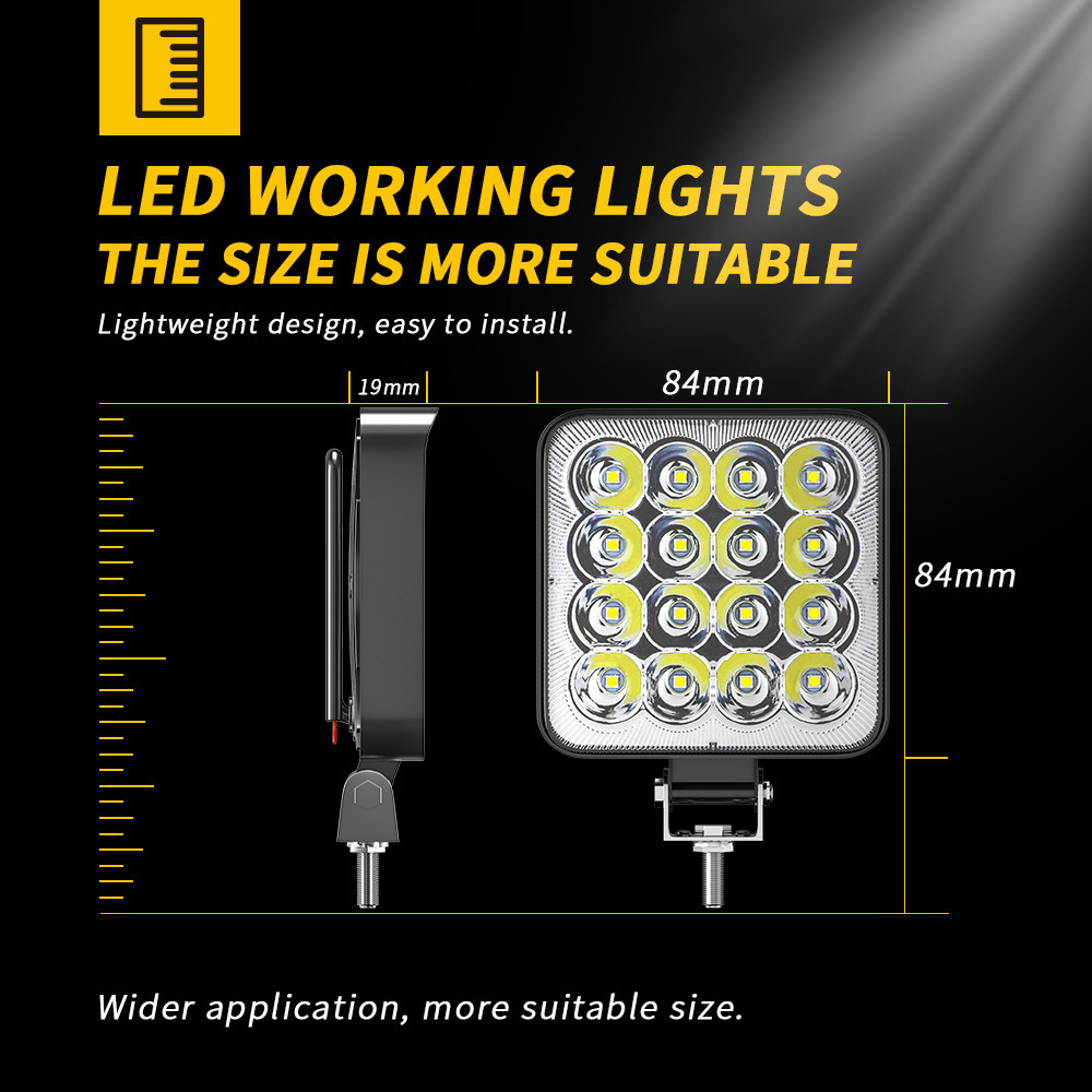 

Mini 16 LED 48W Work Light Lamp Square Spotlight 12V 24V Offroad Bar 4X4 4WD For Truck Car SUV ATV Headlight Auto