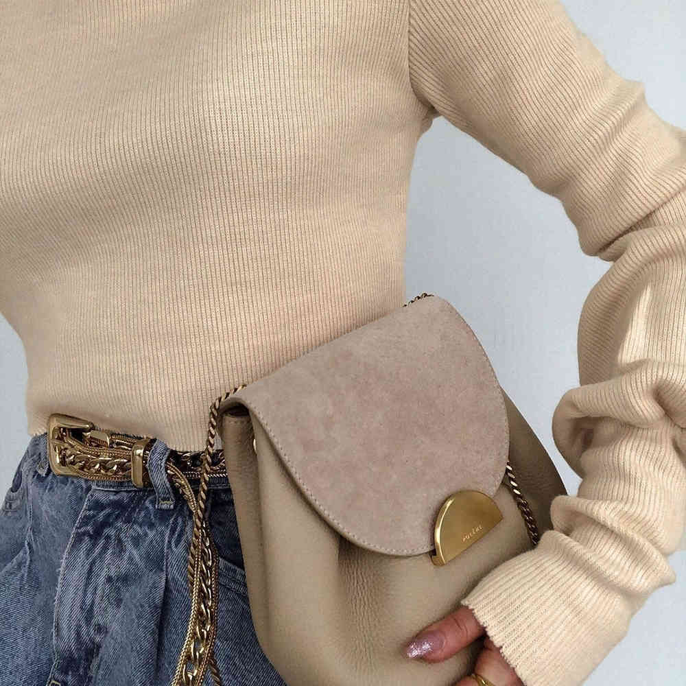 Cropped Sweater Woman Turtleneck Casual Ladies Spring Autumn Knitted Pullover Jumper Tops Knitwear Korean Fashion Clothing 210415