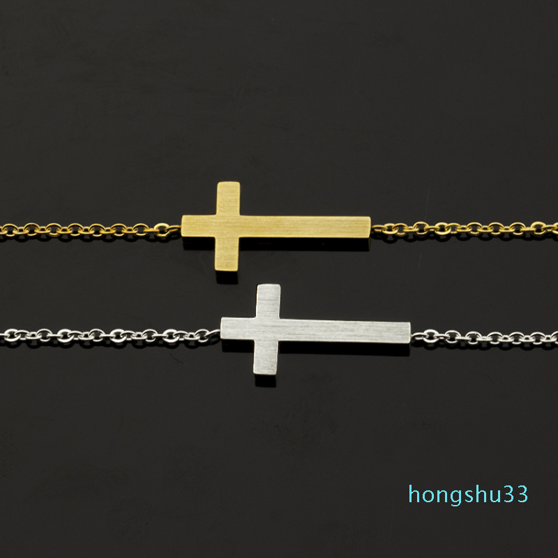 Gold Color Christian Cross Charm Jesus Bracelets For Women Gift Stainless Steel Chain Vintage Jewelry 2017