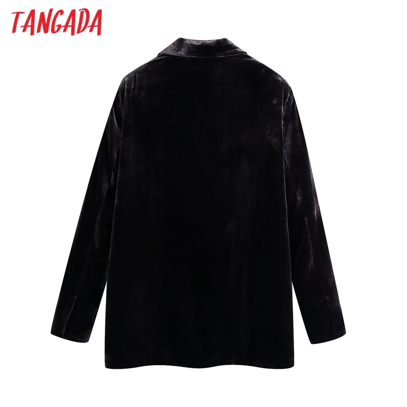 Women Vintage Coffee Velvet Blazer Female Long Sleeve Elegant Jacket Ladies Double Breasted Suits BE164 210416