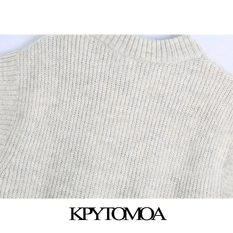 Women Fashion Loose Side Vents Knitted Vest Sweater O Neck Sleeveless Female Waistcoat Chic Tops 210420