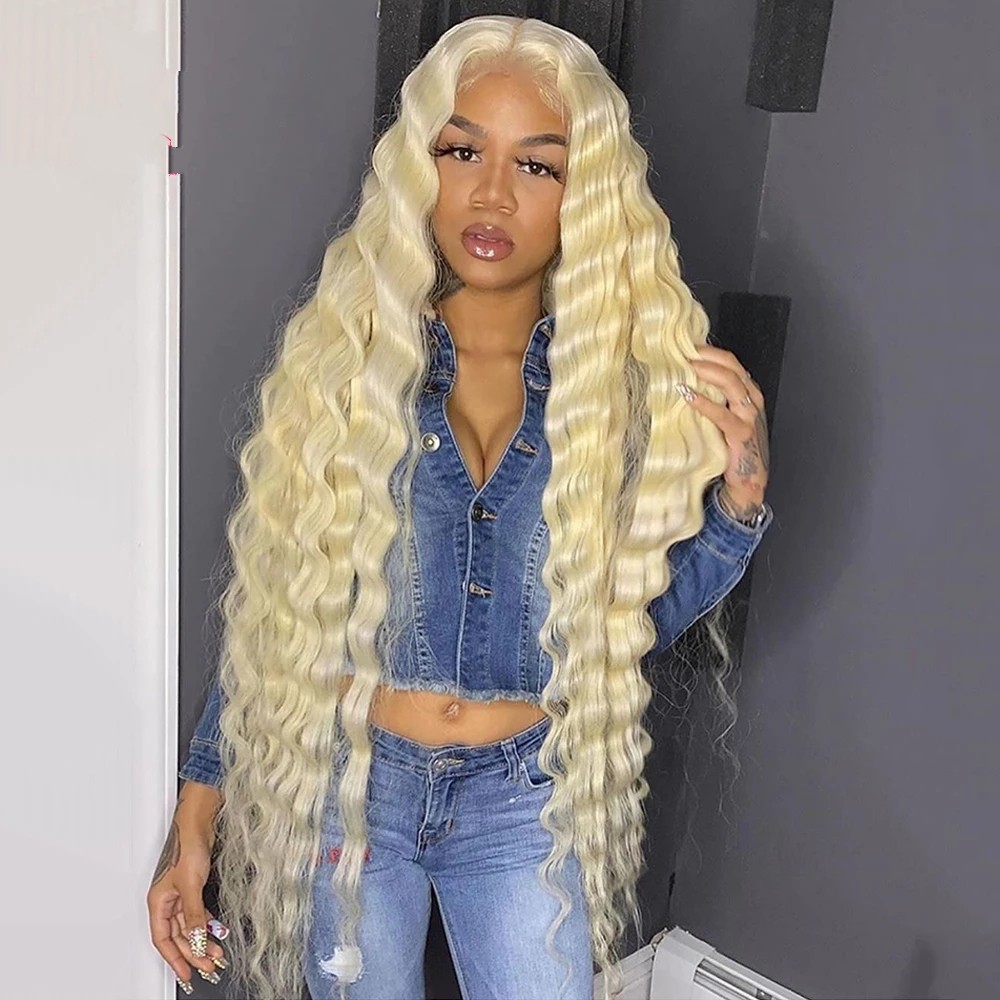 Elasticity Water Wave Style 30 Inches Long Synthetic Remy Wigs in Honey Blonde Shade Perfect Fit No Adhesive Needed