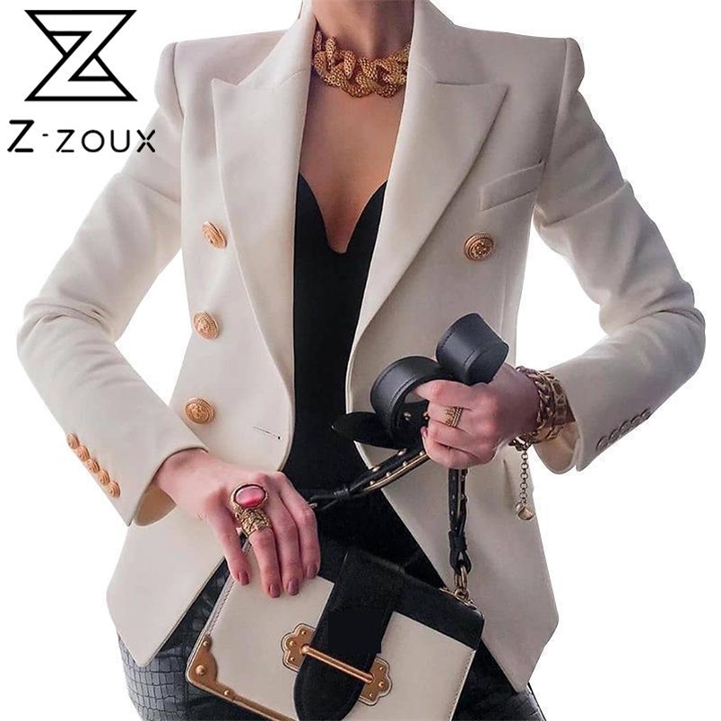 Women Blazer Temperament Ladies White Coat Long Sleeve Short Women's Slim Suit Jacket Fashion 210513