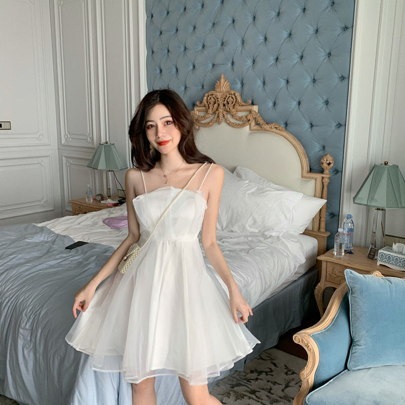 White Dress Women Casual Lace Vintage A-line Solid Mid-calf Dress Fashion Korea Clothes Falbala Formal Dress 210521