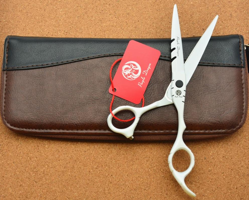 Hair Scissors 6'' Purple Dragon Japan 440C White Hairdressing Cutting Shears Thinning Z1010 Professional Human