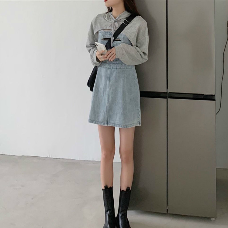 Denim Y2k Dress Women Streetwear Casual Long Sleeve Party Mini Jean Dress Female Elegant Dress Korean Autumn Chic 210521