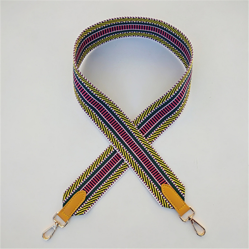 Colored Women Leather Belt Bag Accessories Rainbow Fabric Adjustable Bags Strap Handbag Nylon Shoulder Handles