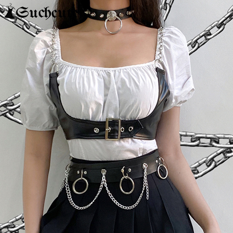 Women's Tanks & Camis Gothic PU Leather Corset Top For Women Dark Academia Fashion Clothes Punk Style Chain Buckle Tops Summer Str, Black
Women's Tanks & Camis Gothic PU Leather Corset Top For Women Dark Academia Fashion Clothes Punk Style Chain Buckle Tops Summer Str, Black