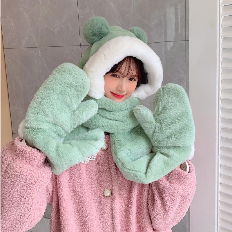 Hats, Scarves & Gloves Sets Cartoon Bear Ear Hat Cute Winter Gift Windproof Scarf Set Outdoor Warm Plush Thick Hoodies With Mitten
Hats, Scarves & Gloves Sets Cartoon Bear Ear Hat Cute Winter Gift Windproof Scarf Set Outdoor Warm Plush Thick Hoodies With Mitten