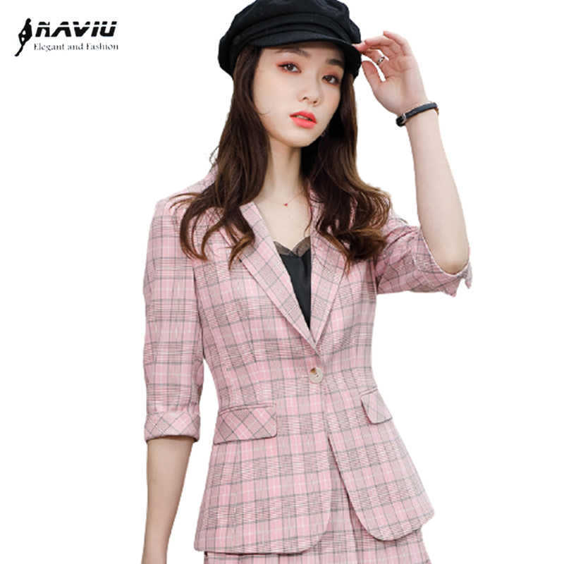Plaid Blazer Women Spring Fashion Temperament Casual Half Sleeve Slim Jacket Office Ladies Formal Work Coat 210604, Gray blazer
Plaid Blazer Women Spring Fashion Temperament Casual Half Sleeve Slim Jacket Office Ladies Formal Work Coat 210604, Gray blazer