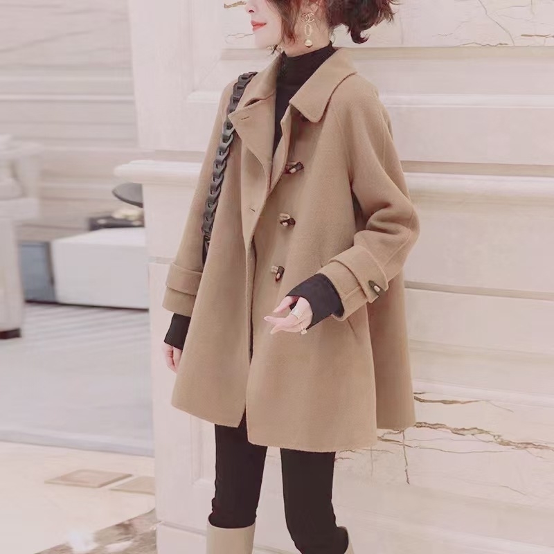 2021 new autumn A-line double-sided cashmere women' loose large cloak windbreaker coat, Khaki
2021 new autumn A-line double-sided cashmere women' loose large cloak windbreaker coat, Khaki