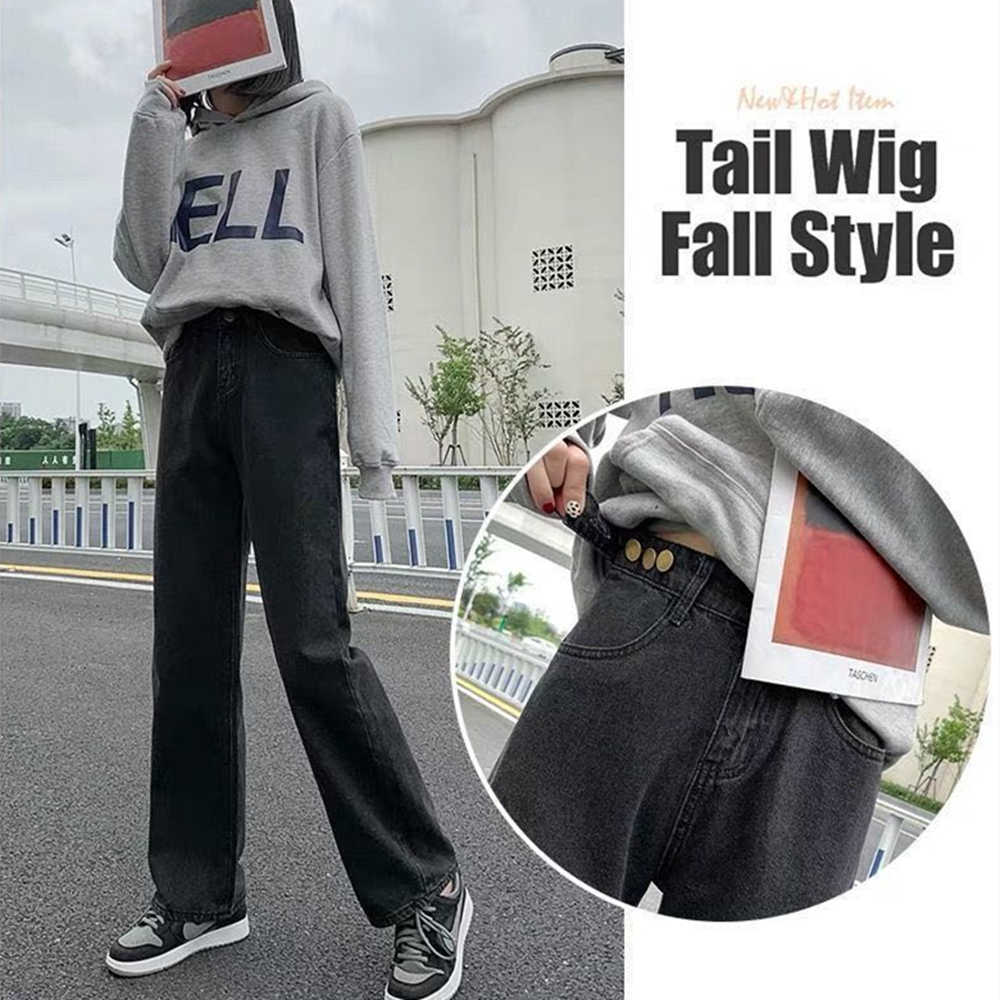 Woman Jeans High Waist Clothes Wide Leg Denim Clothing Blue Streetwear Vintage Quality Fashion Harajuku Straight Pants 210616