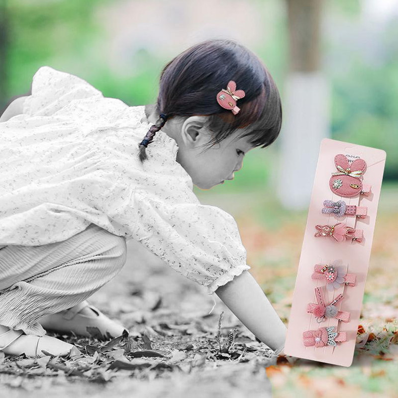Children's Hair Pin Set Korean Version Cute Baby Cartoon Headdress Hairpins Girl's Fabric Hairpin Girl Hair Accessories Juego De Horquillas 