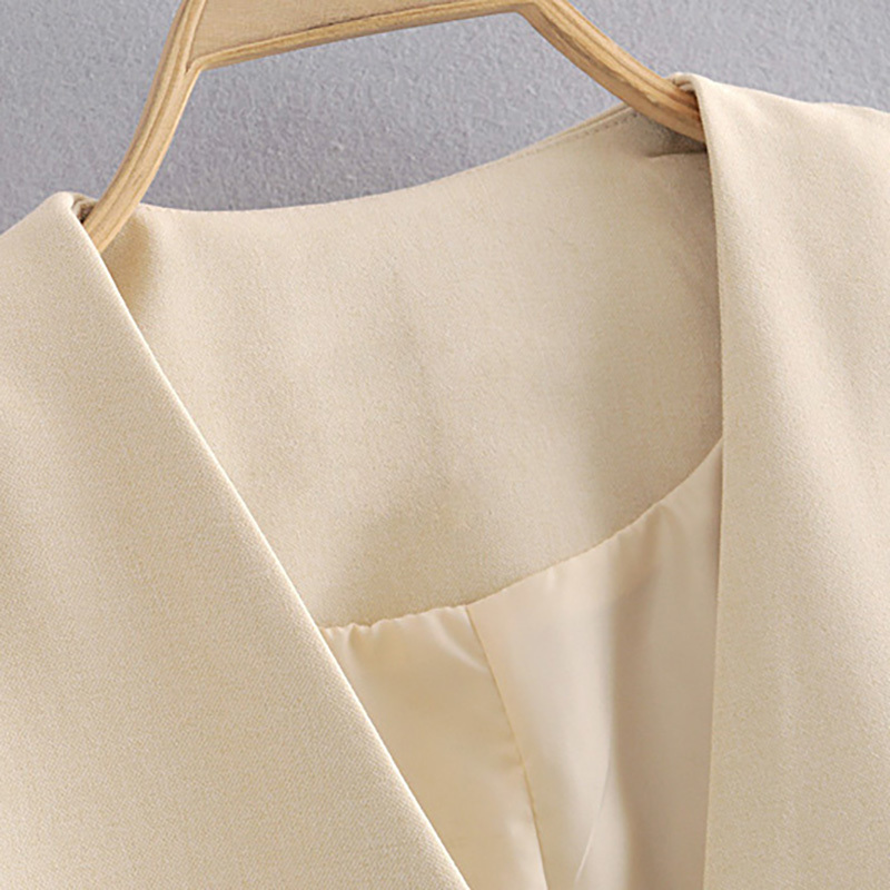Women V Neck Office Blazers Casual Long Sleeve Solid Suit Jackets With Pockets Work Wear Single Breasted Khaki Coat 210414