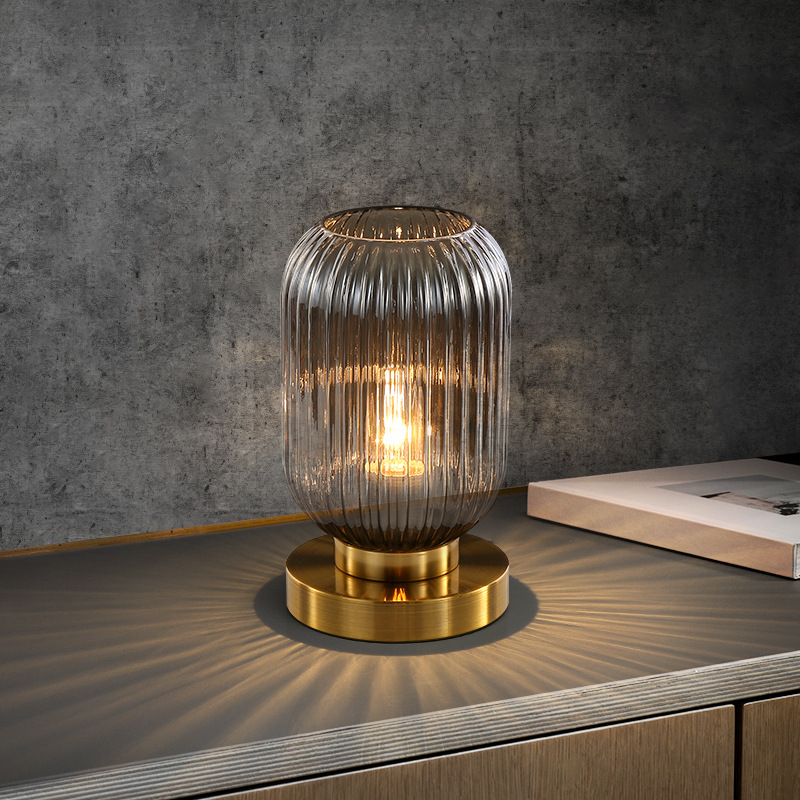 Pumpkin table lamp glass decorative lamp Smoky Gray Glass Design by Nordic Study Bedroom lamp light fixtures