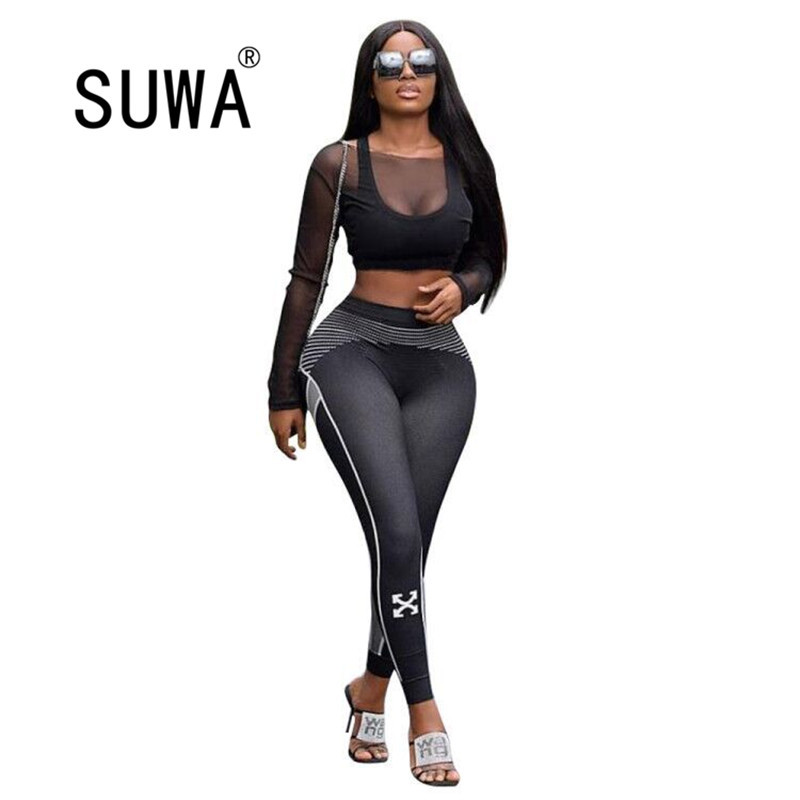 Joggers Women Set Mesh Patchwork Long Sleeve Pullover Crop Top Skinny Pencil Pants Trousers Sexy Track Suit Two Piece Outfits 210525, Black
Joggers Women Set Mesh Patchwork Long Sleeve Pullover Crop Top Skinny Pencil Pants Trousers Sexy Track Suit Two Piece Outfits 210525, Black