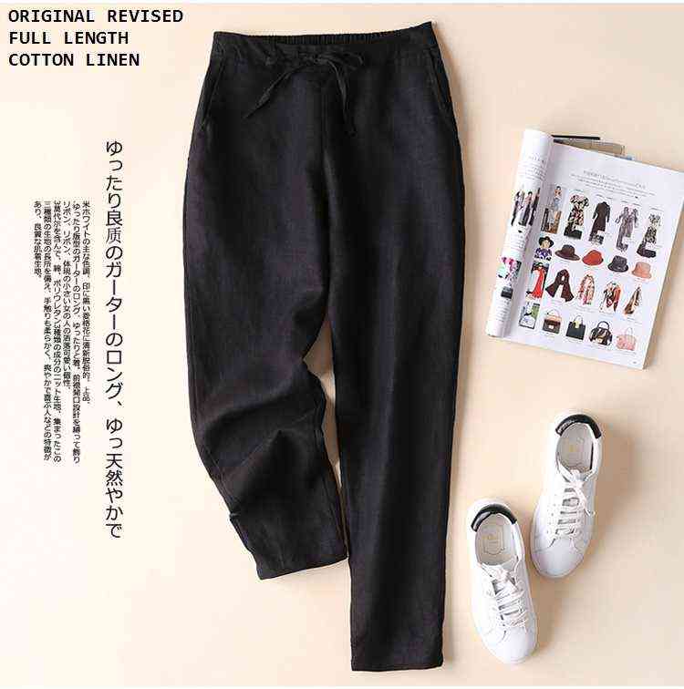 plus size 5xl cotton linen pants women trousers solid formal full lady oversize long office working elegant trouser 211115