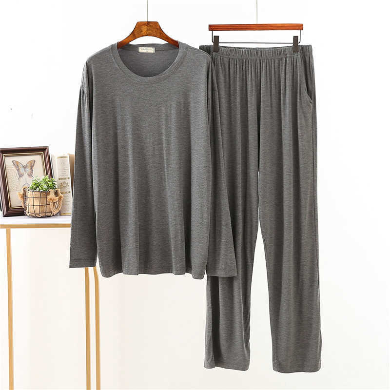 Japanese style modal spring and autumn mens pajamas long-sleeved loose large size home service suit men pajama set sleepwear 211019