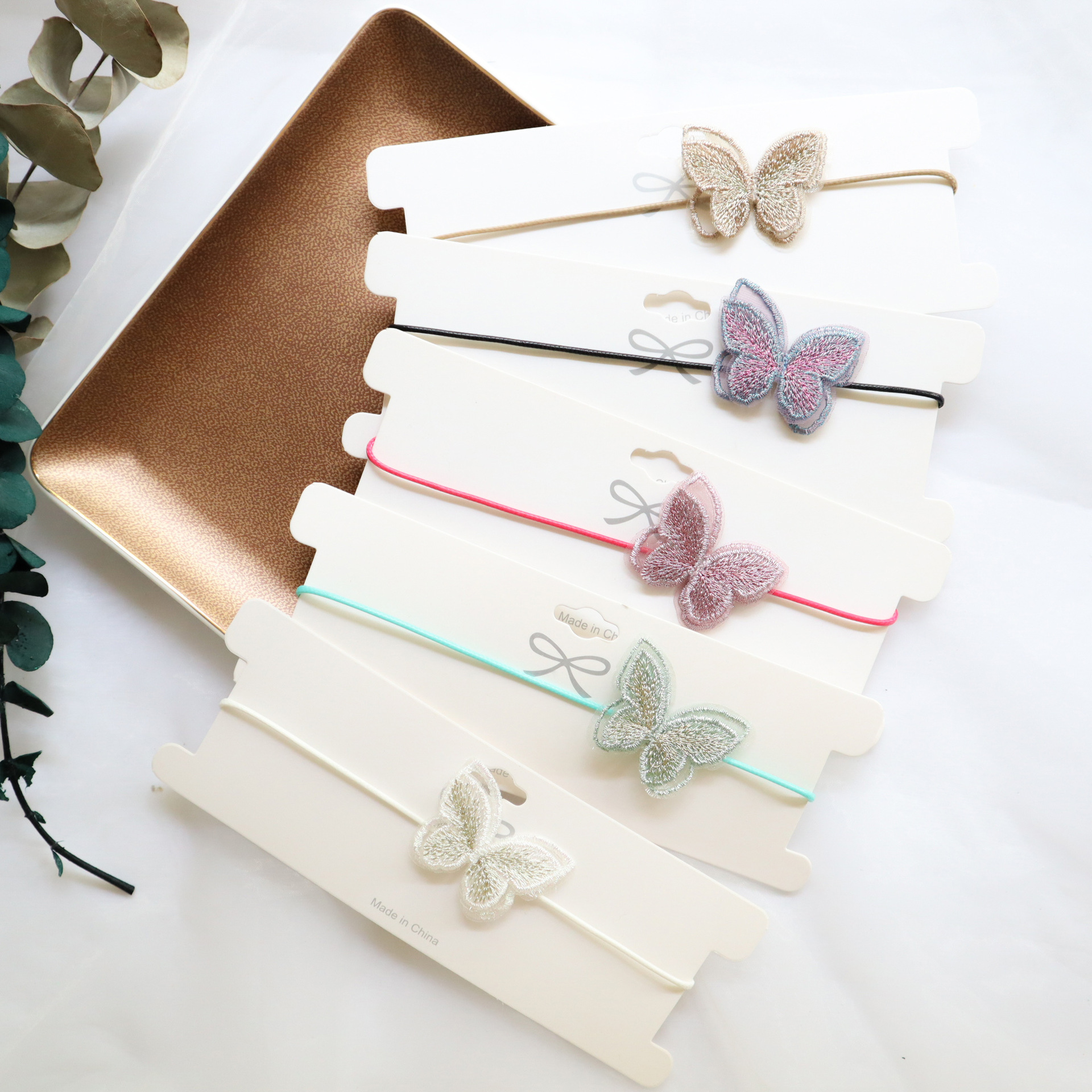 New Jewelry Spring and Summer Accessory Super Fault Color Embroidery Butterfly Choker Necklace Short Clavicle Chain Necklace