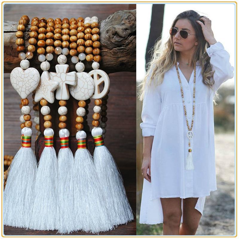 Pendant Necklaces Handmade Tassel Long Wooden Beads Turquoise Necklace Jewelry Accessories 2021 Xmas Gift, Silver
Pendant Necklaces Handmade Tassel Long Wooden Beads Turquoise Necklace Jewelry Accessories 2021 Xmas Gift, Silver