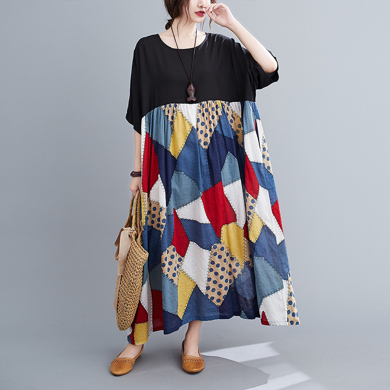 Johnature Women Patchwork Color Dresses Autumn Vintage O-Neck Half Sleeve Plus Size Women Clothes Korean Style Dresses 210521, Black
Johnature Women Patchwork Color Dresses Autumn Vintage O-Neck Half Sleeve Plus Size Women Clothes Korean Style Dresses 210521, Black