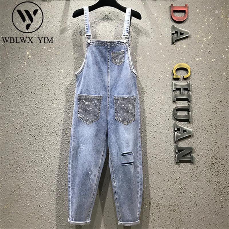 Women' Jumpsuits & Rompers Spring Denim Jumpsuit Women High Waist Wide Leg Romper Hole Jeans Overalls Female Summer Sleeveless Rhinestone, Light blue
Women' Jumpsuits & Rompers Spring Denim Jumpsuit Women High Waist Wide Leg Romper Hole Jeans Overalls Female Summer Sleeveless Rhinestone, Light blue