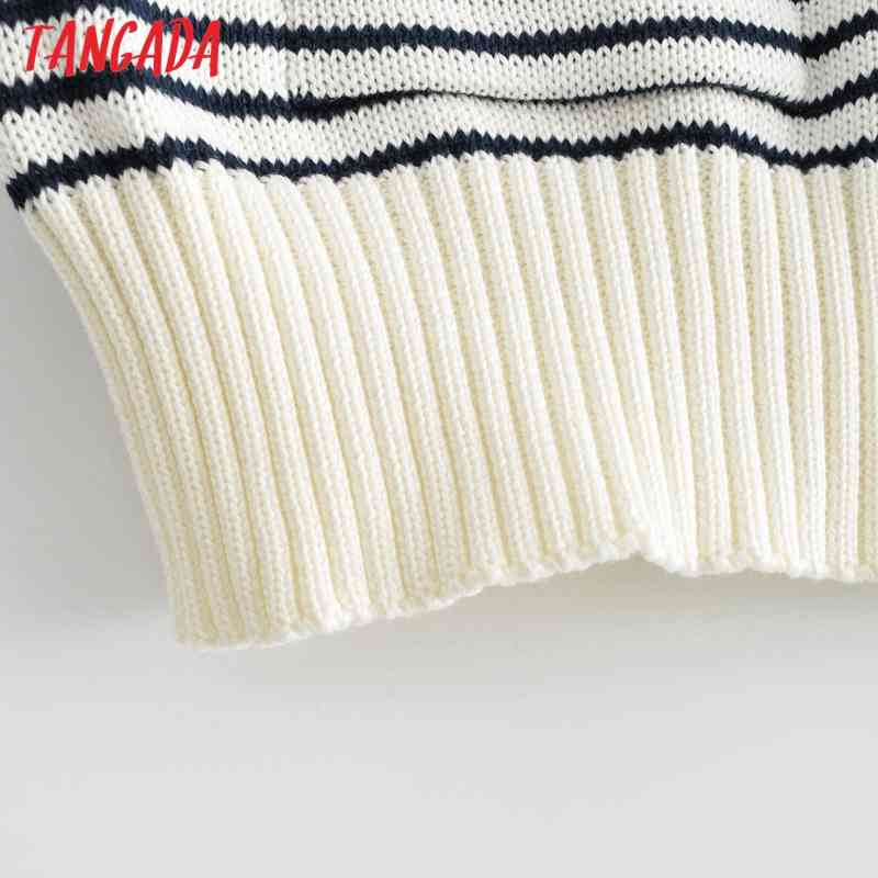 Women Fashion Striped Crop Knitted Sweater Jumper Summer Female Pullovers Chic Tops AI43 210416