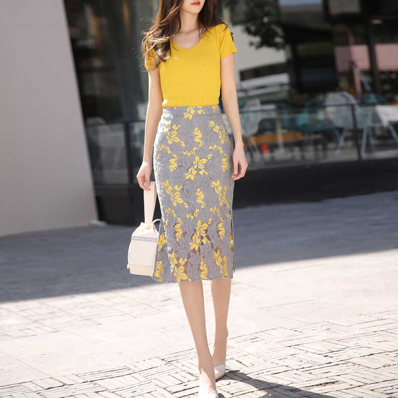 Lace skirt summer bag hips thin and high waist split Knee-Length Casual Print Pencil 210603, Beige
Lace skirt summer bag hips thin and high waist split Knee-Length Casual Print Pencil 210603, Beige
