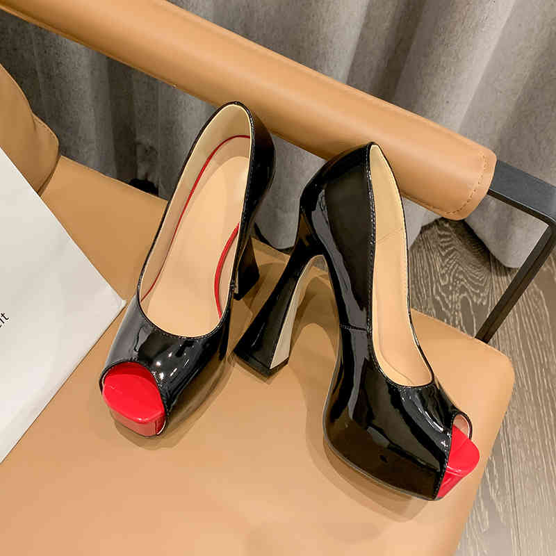 dress shoes ins estilo moda de couro patente bombas femininas peep toe plataforma cunhas ultra saltos altos primavera verão festa formatura, Black
dress shoes ins estilo moda de couro patente bombas femininas peep toe plataforma cunhas ultra saltos altos primavera verão festa formatura, Black