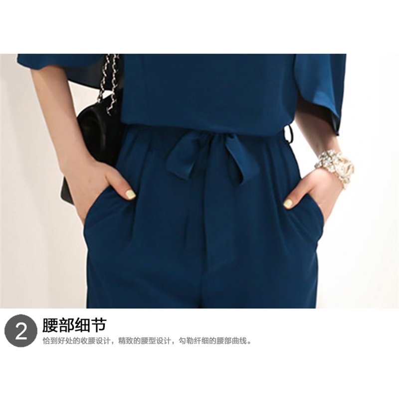 Jumpsuit Women O-Neck Summer Office Work Wear Female Long Elegant s Rompers 210519