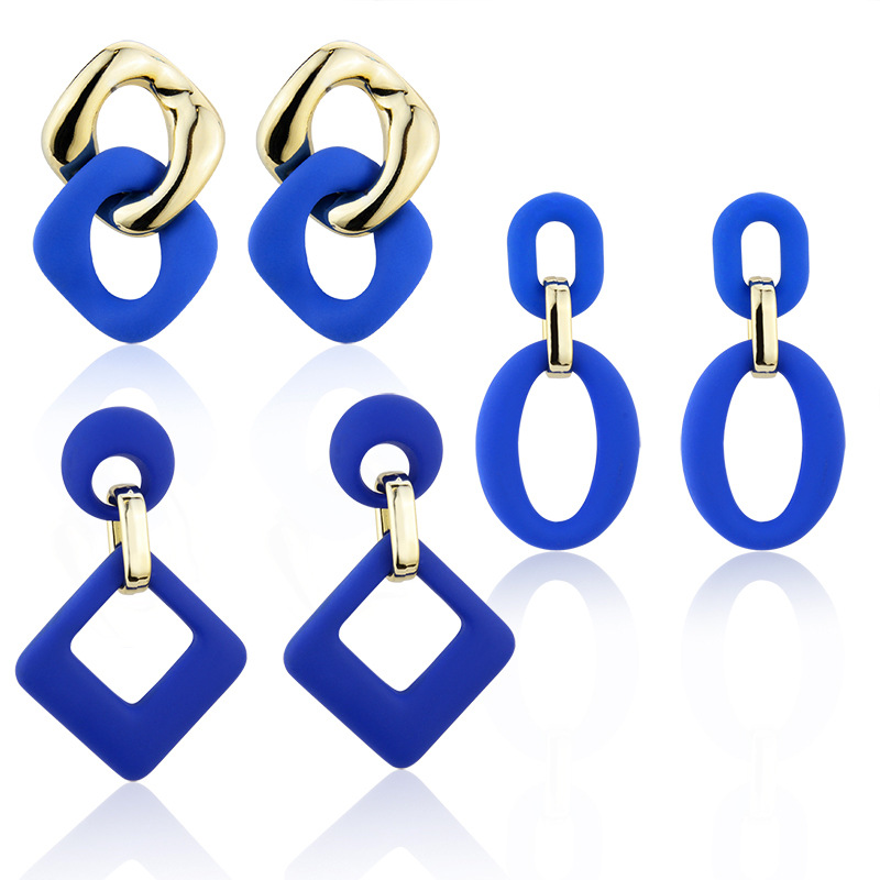 Blue Geometric Acrylic Dangle Earring High Grade Women Gift Earrings Jewelry