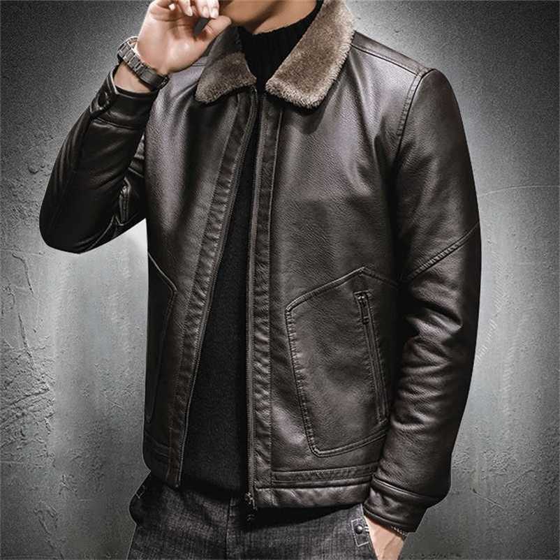 Vintage Leather Jacket Men Coffee Jacket Brown Leater Jacket Casual Wear Street Fashion Men Coat Fur Collar Slim Fit Biker Coat 211110
Vintage Leather Jacket Men Coffee Jacket Brown Leater Jacket Casual Wear Street Fashion Men Coat Fur Collar Slim Fit Biker Coat 211110
