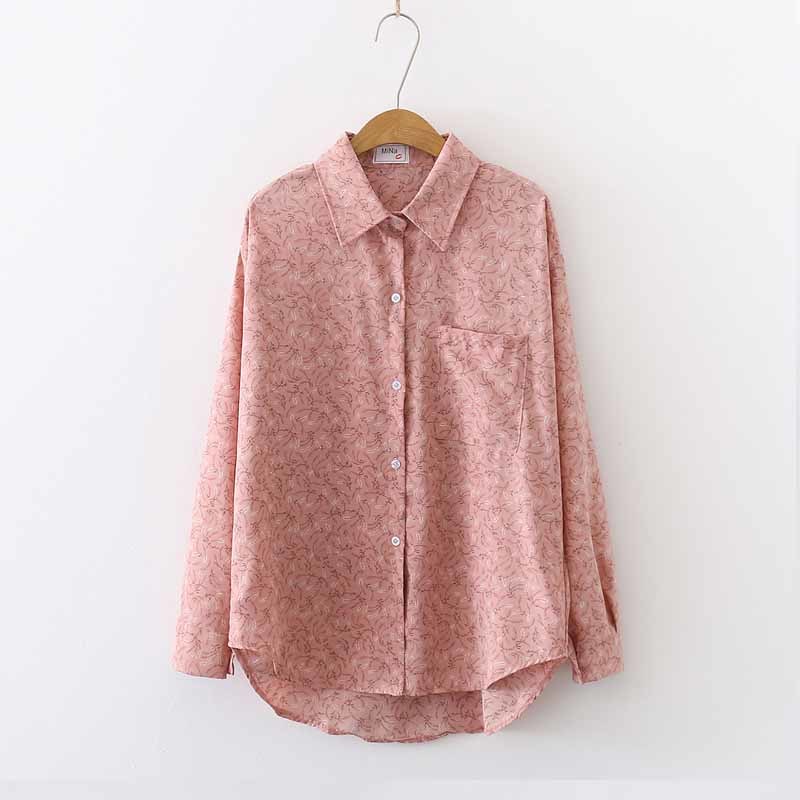 Long Sleeve Chiffon Floral Blouse Casual Autumn Korean Style Women Print Lapel Cardigan Single Pocket Shirts Blusas 11330 210508