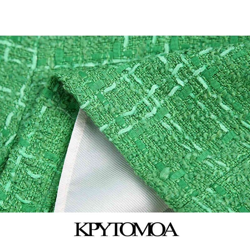 Women Chic Fashion With Lining Tweed Shorts High Waist Back Zipper Female Short Pants Mujer 210420